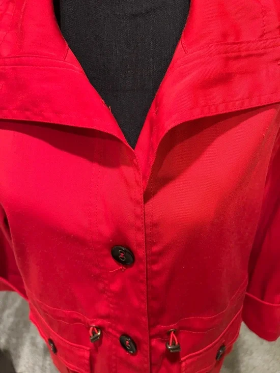 Ruby Rd. Vibrant Red Button-Front Utility Jacket - Picture 4 of 10